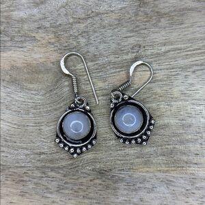 Moonstone 925 Plated And Silver Hook Earrings